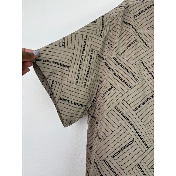 Casa Moda Couture Men’s XL Luxury Mocha Design Button Front Camp Shirt Geometric - Picture 4 of 10